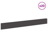 Lawn Edging 20 pcs 100 x 12 cm Steel Black - Side View