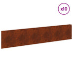 Lawn Edging 10 pcs 100 x 22 cm Steel Rusty