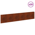 Lawn Edging 20 pcs 100 x 22 cm Steel Rusty