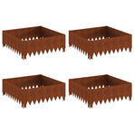 Lawn Edging 4 pcs 60 x 60 x 20 cm Steel Rusty