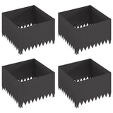 Lawn Edging 4 pcs 60 x 60 x 35 cm Steel Black - Front View