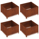Lawn Edging 4 pcs 60 x 60 x 35 cm Steel Rusty