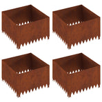 Lawn Edging 4 pcs 60 x 60 x 35 cm Steel Rusty