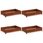 Lawn Edging 4 pcs 100 x 60 x 20 cm Steel Rusty