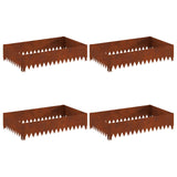 Lawn Edging 4 pcs 100 x 60 x 20 cm Steel Rusty - Front View