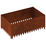 Lawn Edging 100 x 60 x 35 cm Steel Rusty - Front View