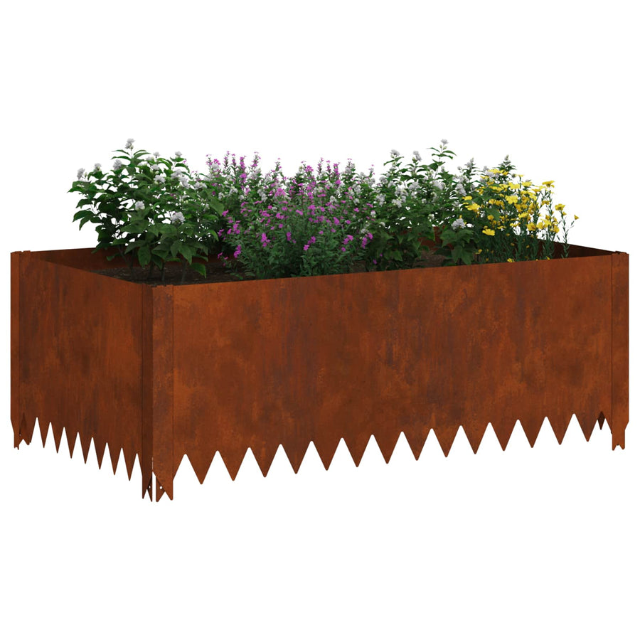 Lawn Edging 100 x 60 x 35 cm Steel Rusty
