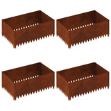 Lawn Edging 4 pcs 100 x 60 x 35 cm Steel Rusty