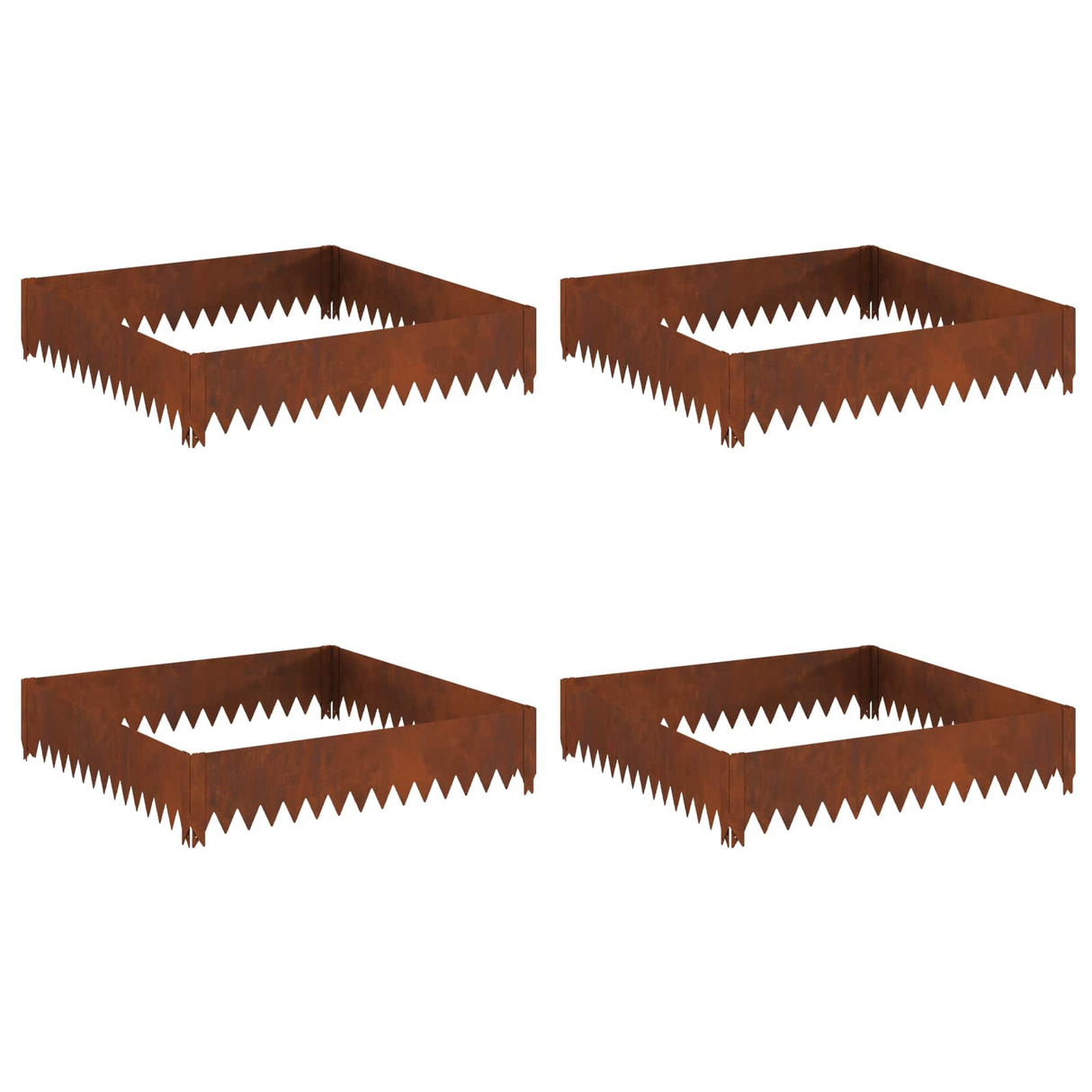 Lawn Edging 4 pcs 100 x 100 x 20 cm Steel Rusty