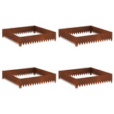 Lawn Edging 4 pcs 100 x 100 x 20 cm Steel Rusty