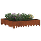 Lawn Edging 4 pcs 100 x 100 x 20 cm Steel Rusty - Side View