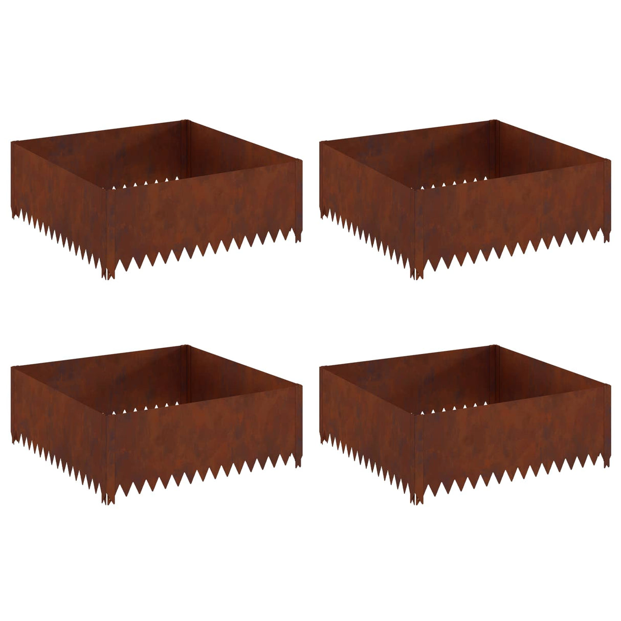 Lawn Edging 4 pcs 100 x 100 x 35 cm Steel Rusty