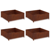 Lawn Edging 4 pcs 100 x 100 x 35 cm Steel Rusty