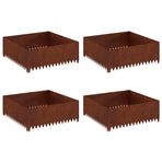 Lawn Edging 4 pcs 100 x 100 x 35 cm Steel Rusty