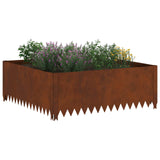 Lawn Edging 4 pcs 100 x 100 x 35 cm Steel Rusty - Side View