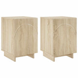 Bedside Cabinet 2 pcs Sonoma Oak 33.5 x 34.5 x 50 cm - Front View