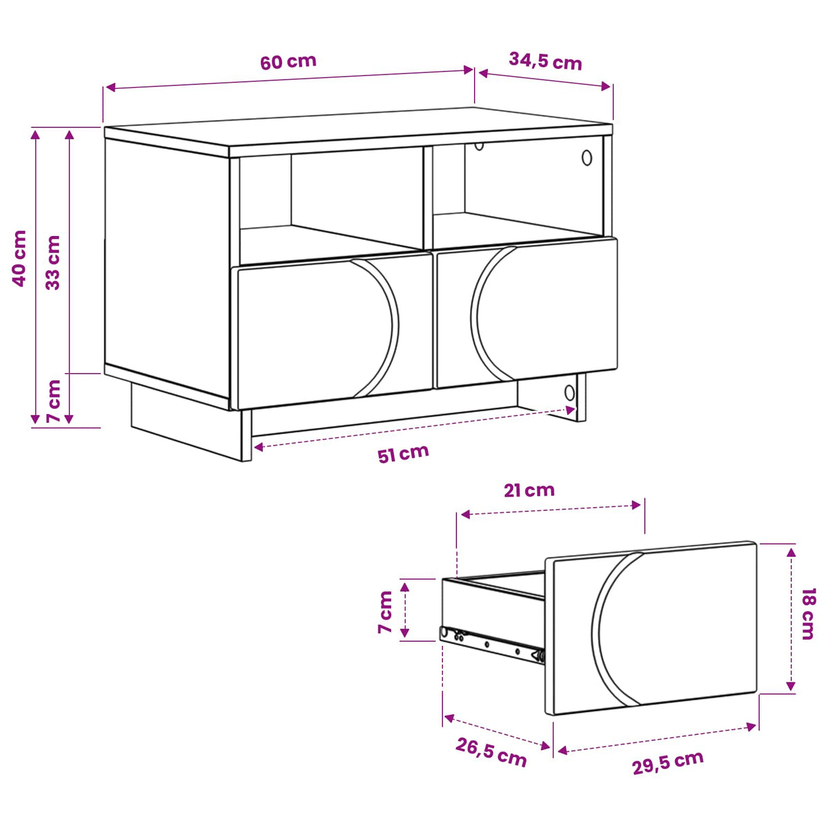 TV Stand 60 x 34.5 x 40 cm Sonoma Oak Engineered Wood