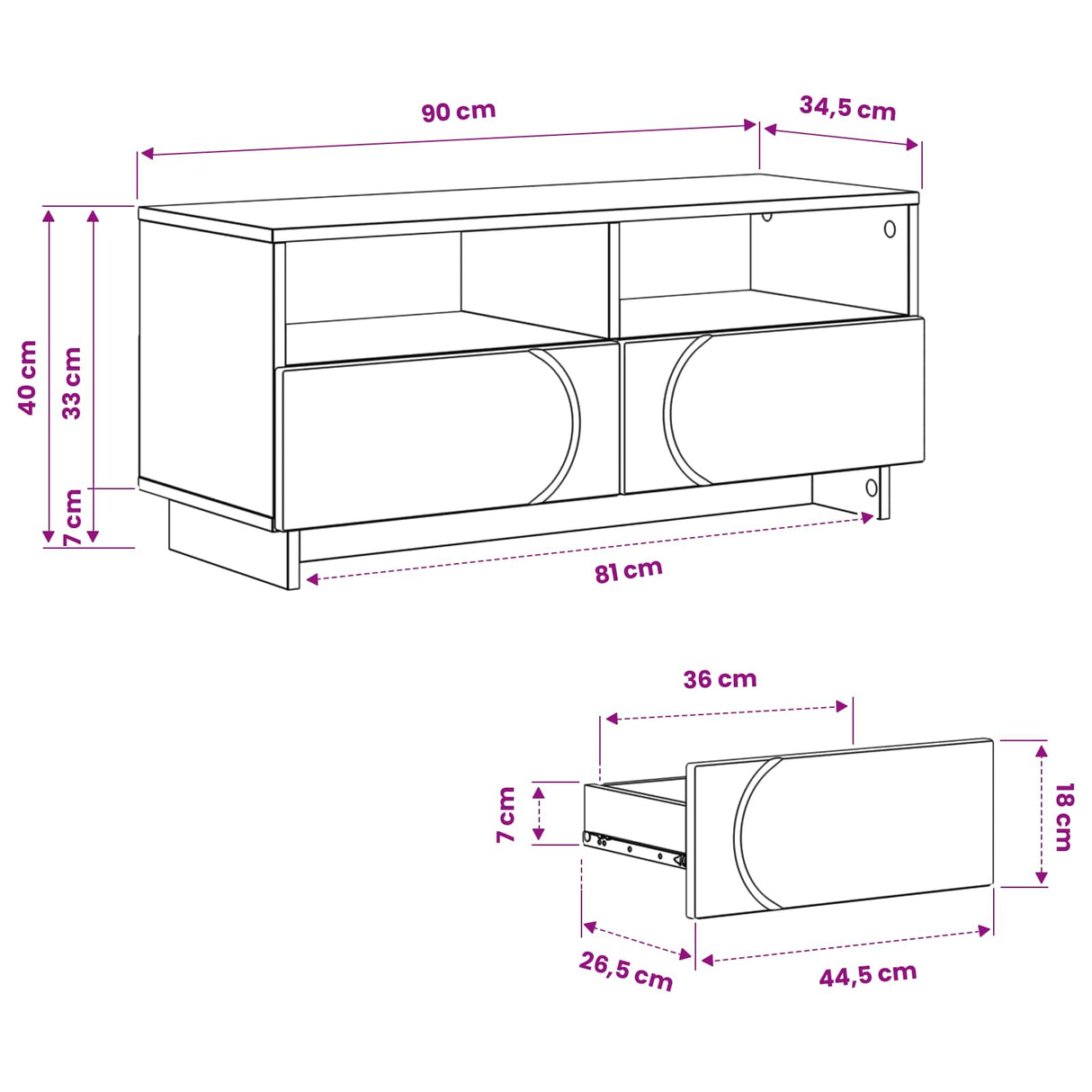 TV Stand 90 x 34.5 x 40 cm Sonoma Oak Engineered Wood
