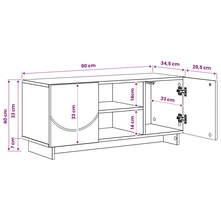 TV Stand 90 x 34.5 x 40 cm White Engineered Wood