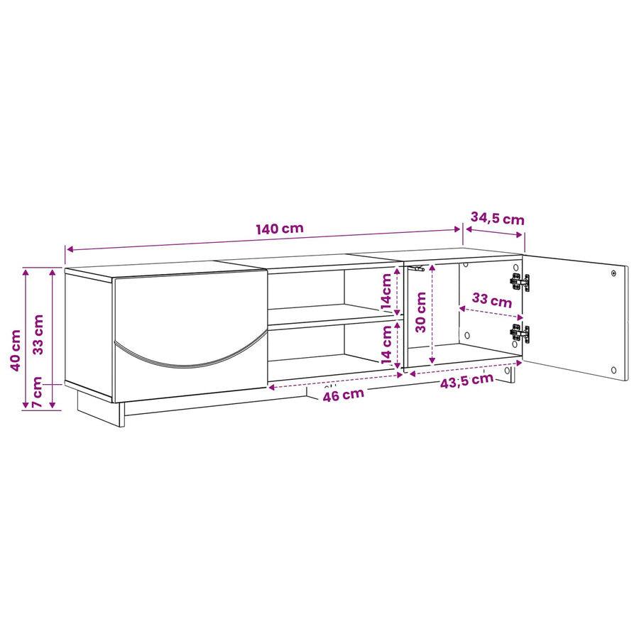 TV Stand 140 x 34.5 x 40 cm Sonoma Oak Engineered Wood