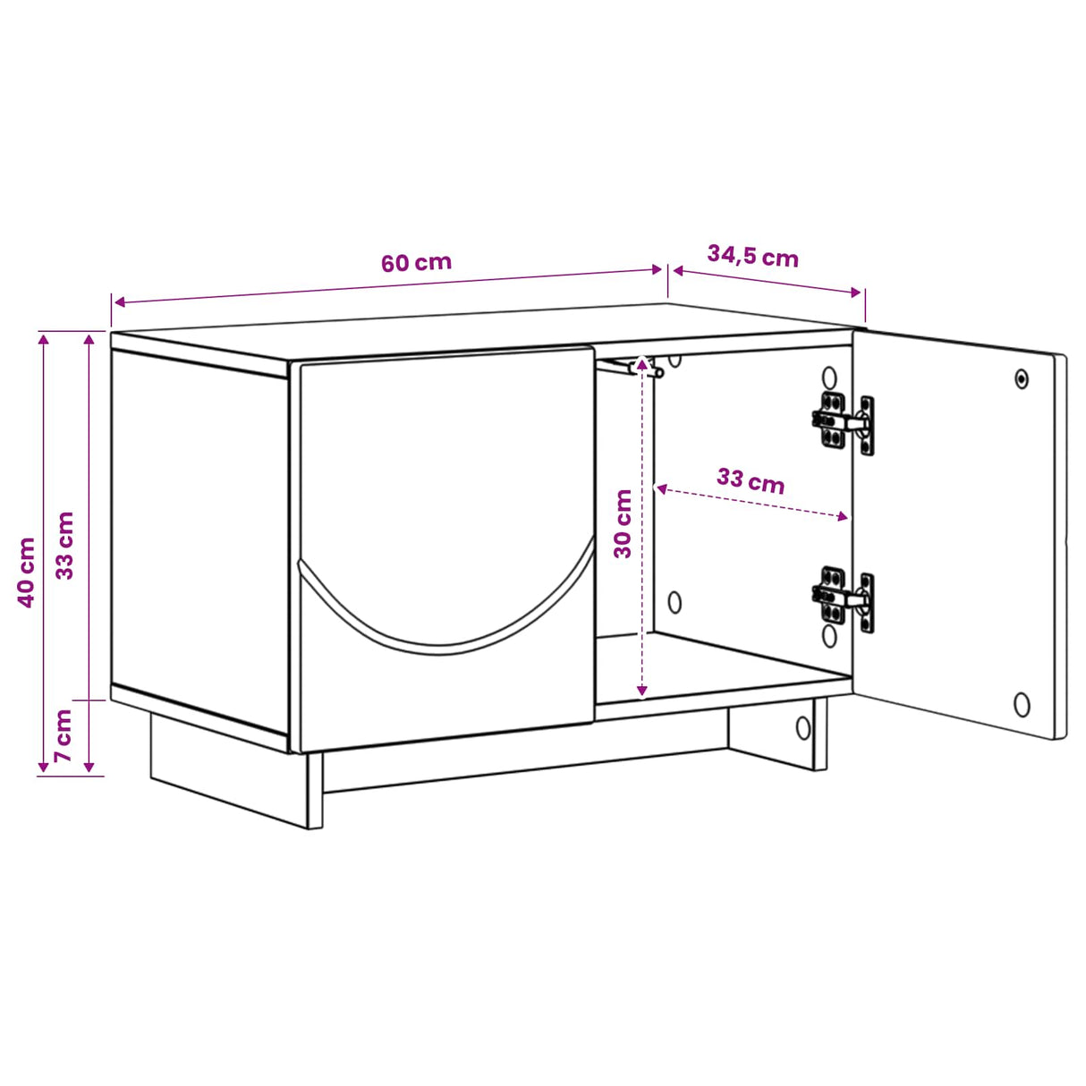 TV Stand 60 x 34.5 x 40 cm Sonoma Oak Engineered Wood
