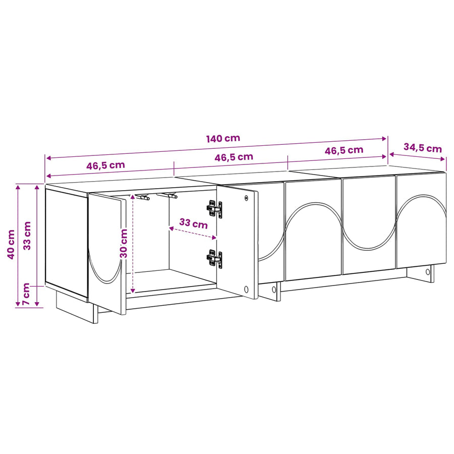 TV Stand 140 x 34.5 x 40 cm White Engineered Wood, image 9