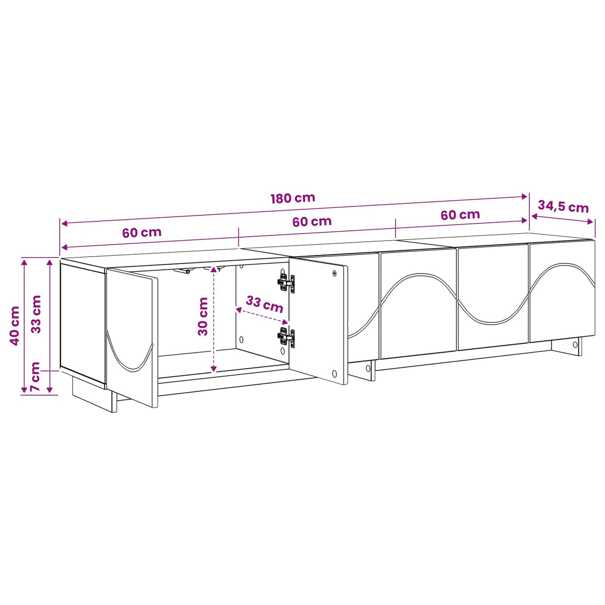 TV Stand 180 x 34.5 x 40 cm Sonoma Oak Engineered Wood