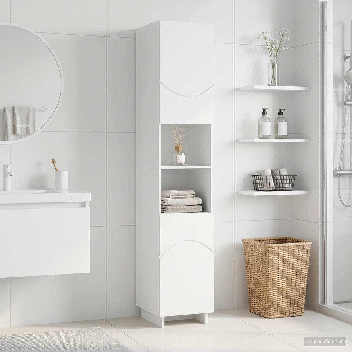 Bathroom cabinet White 36.5 x 38 x 180 cm Engineered Wood