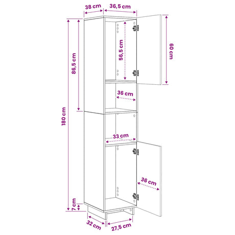 Bathroom cabinet Sonoma Oak 36.5 x 38 x 180 cm Engineered Wood, image 10