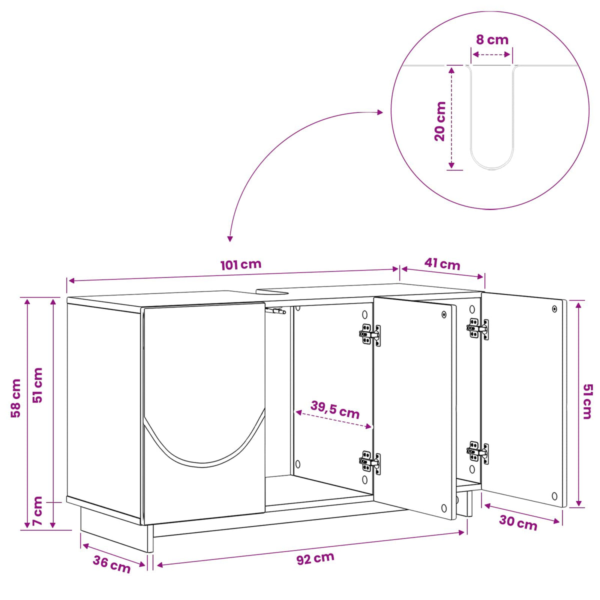 Bathroom cabinet White 101 x 41 x 58 cm Engineered wood