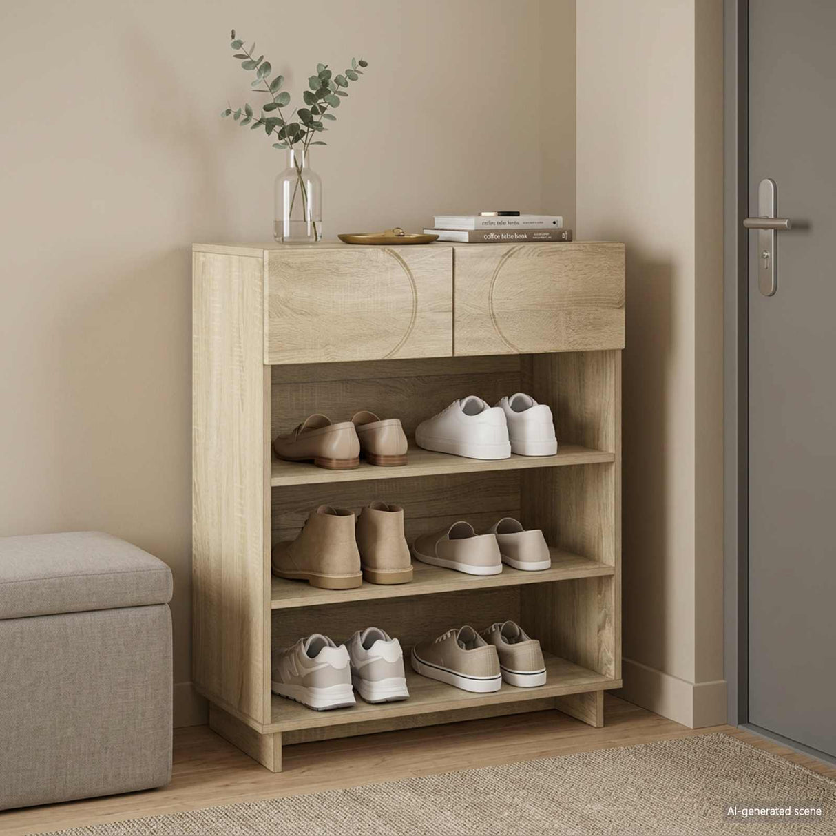 Shoe Cabinet 73 x 38 x 87.5 cm Engineered Wood Sonoma Oak