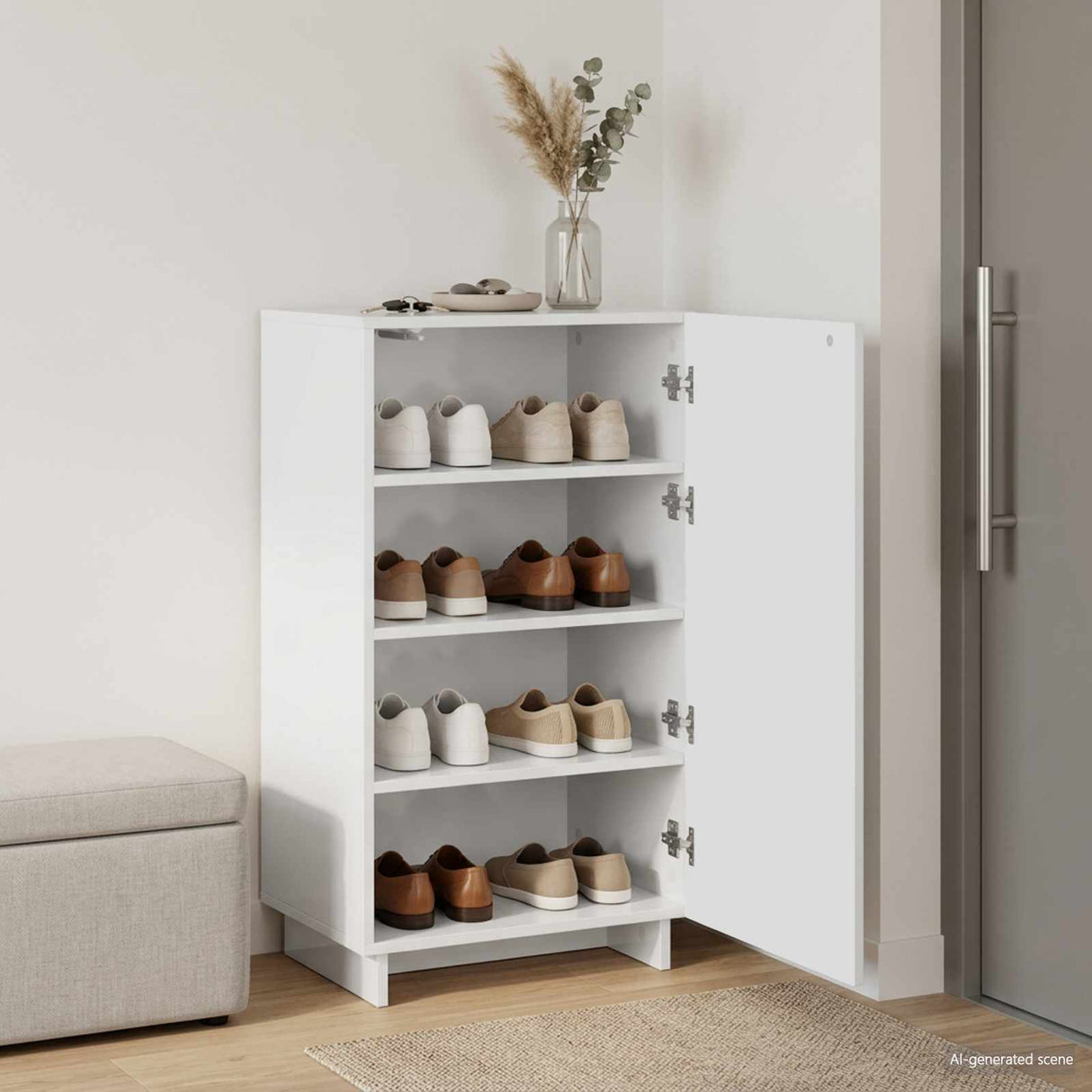 Shoe Cabinet 48 x 38 x 87.5 cm Engineered Wood White