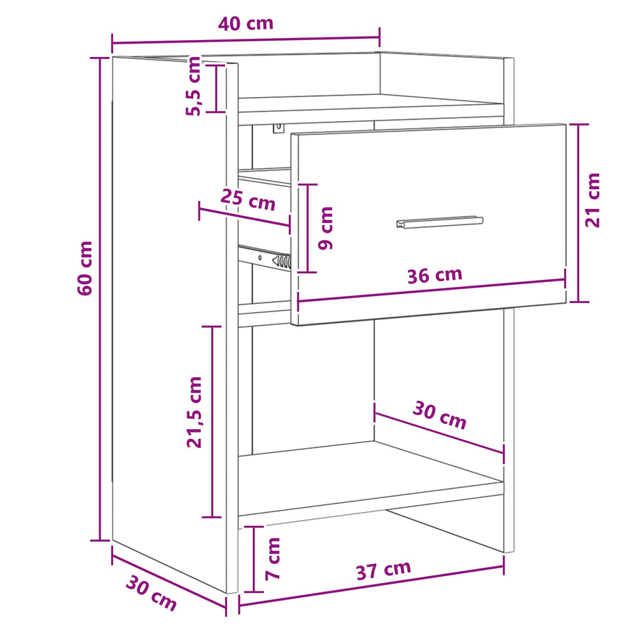 Bedside Tables 2 pcs White 40 x 30 x 60 cm Engineered Wood
