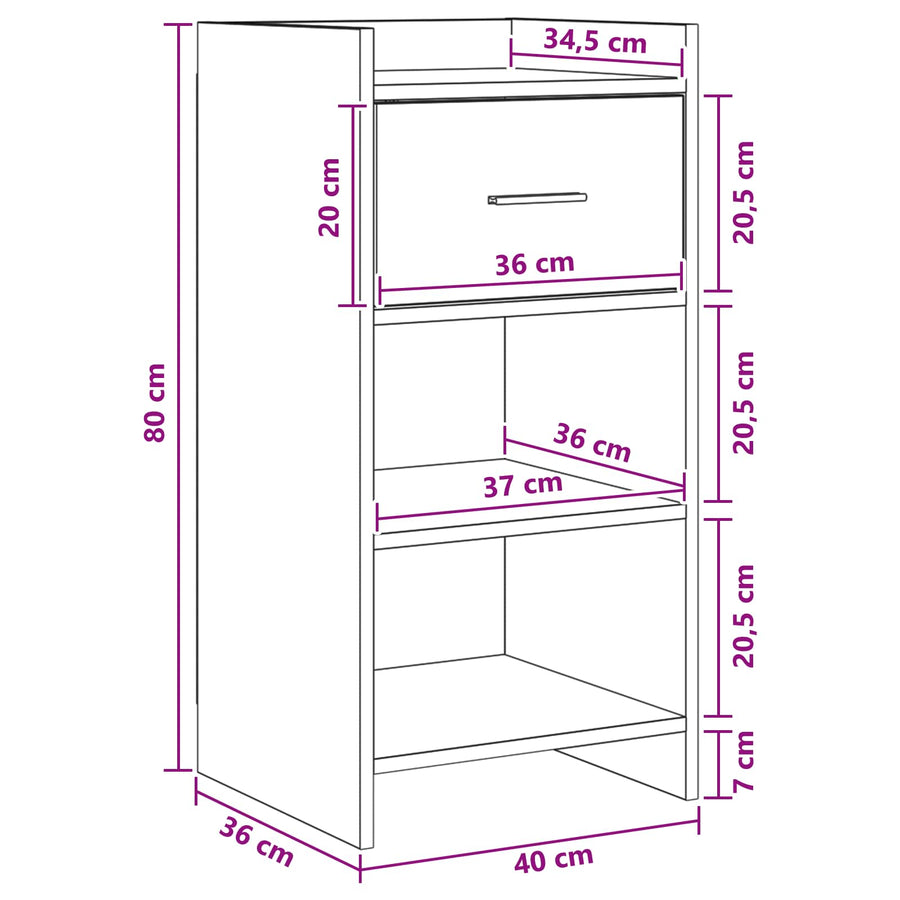 Sideboard White 40 x 36 x 80 cm Engineered Wood