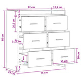 Sideboard White 75 x 33 x 80 cm Engineered Wood