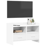 TV Cabinet 71.5 x 33 x 47 cm White Engineered Wood - Side View