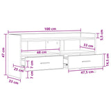 TV Cabinet 100 x 33 x 47 cm White Engineered Wood