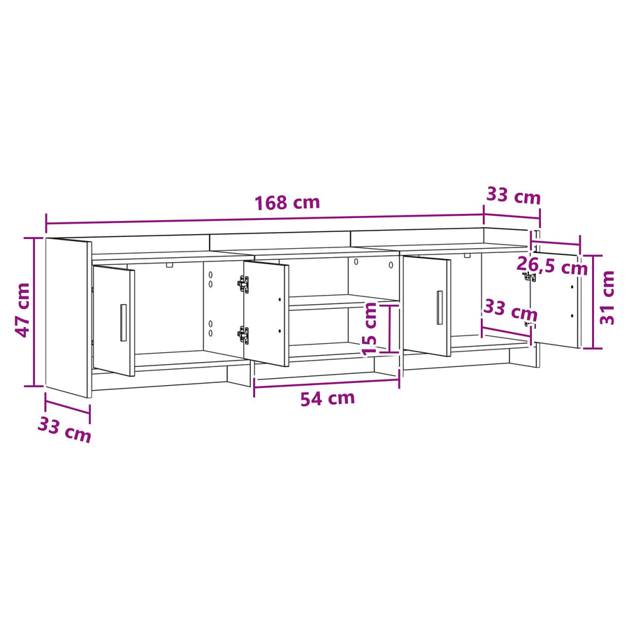 TV Cabinet 168 x 33 x 47 cm Sonoma Oak Engineered Wood