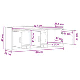 TV Cabinet 130 x 33 x 47 cm White Engineered Wood