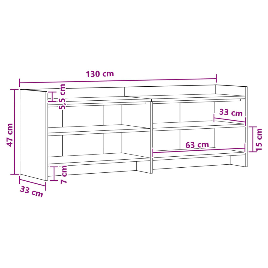 TV Cabinet 130 x 33 x 47 cm White