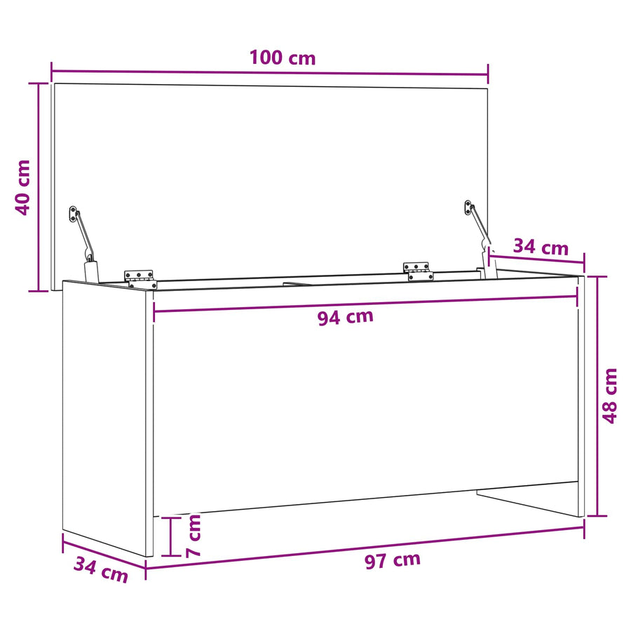 Storage Chest White 100 x 40 x 50 cm Engineered Wood