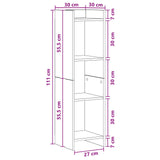 Bookcase White 30 x 30 x 111 cm Engineered Wood - Low Angle