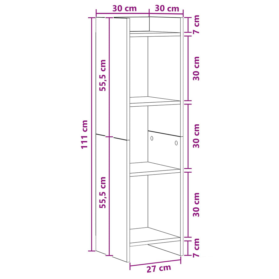 Bookcase Sonoma Oak 30 x 30 x 111 cm Engineered Wood