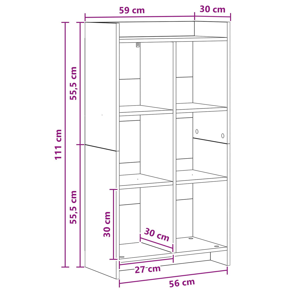 Bookcase Sonoma Oak 59 x 30 x 111 cm Engineered Wood