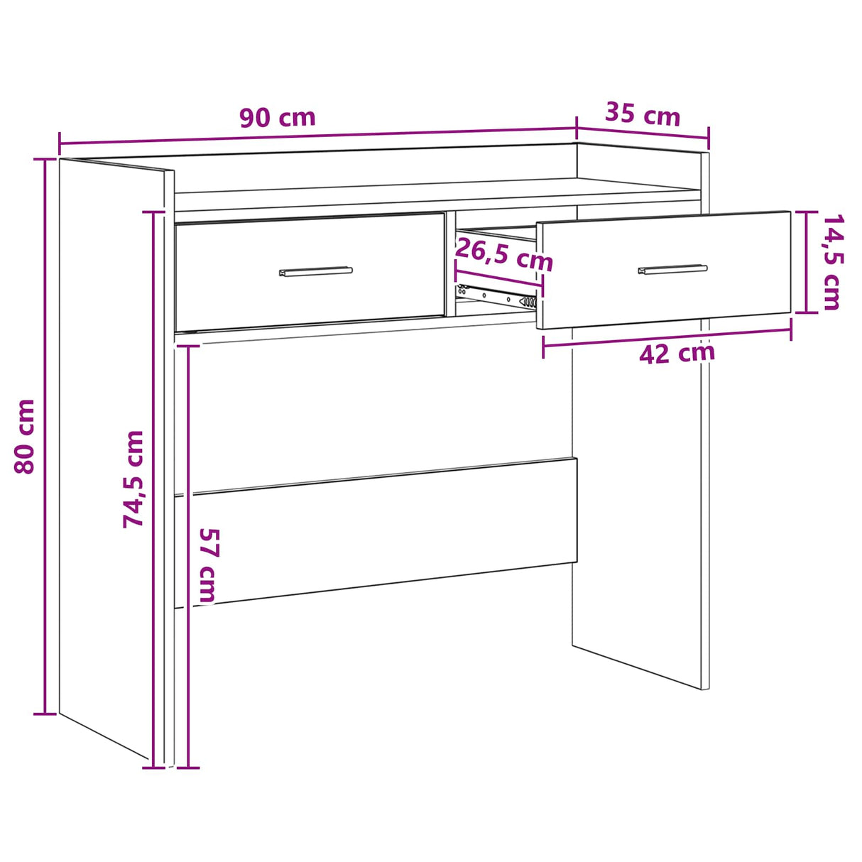Console Table White 90 x 35 x 80 cm Engineered Wood