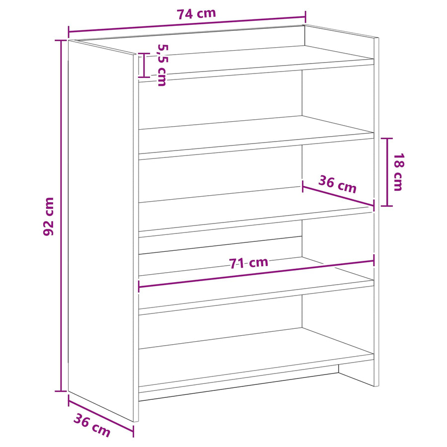 Shoe Cabinet Sonoma Oak 73.5 x 36 x 92 cm Engineered Wood