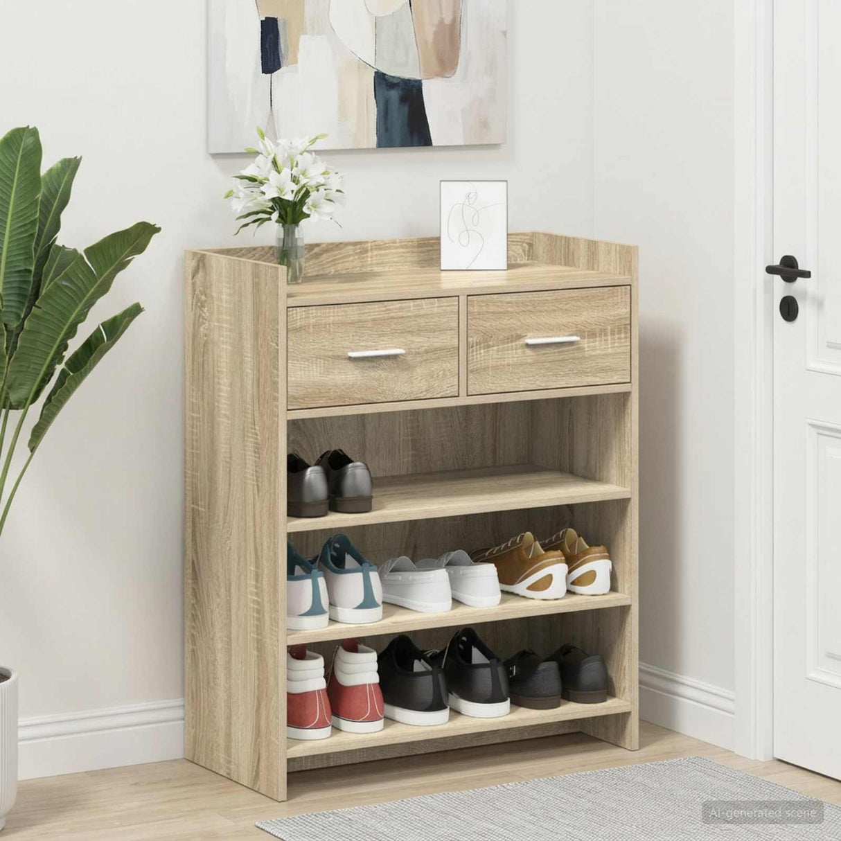 Shoe Cabinet Sonoma Oak 73.5 x 36 x 92 cm Engineered Wood