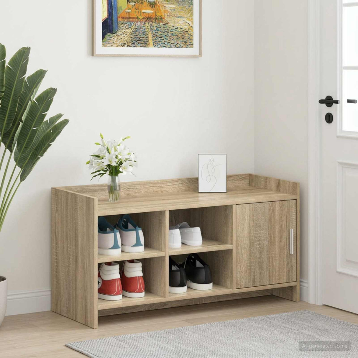 Shoe Cabinet Sonoma Oak 100 x 39.5 x 51 cm Engineered Wood