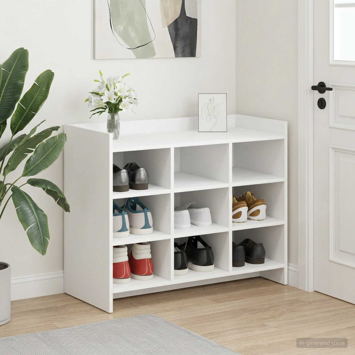 Shoe Cabinet White 85 x 39.5 x 70 cm Engineered Wood