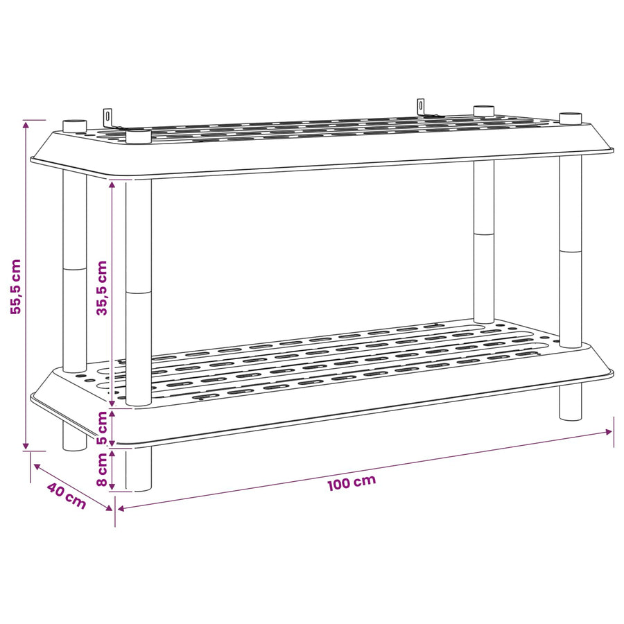 Shelving Unit 2-Tier 100 x 40 x 55.5 cm PP Anthracite